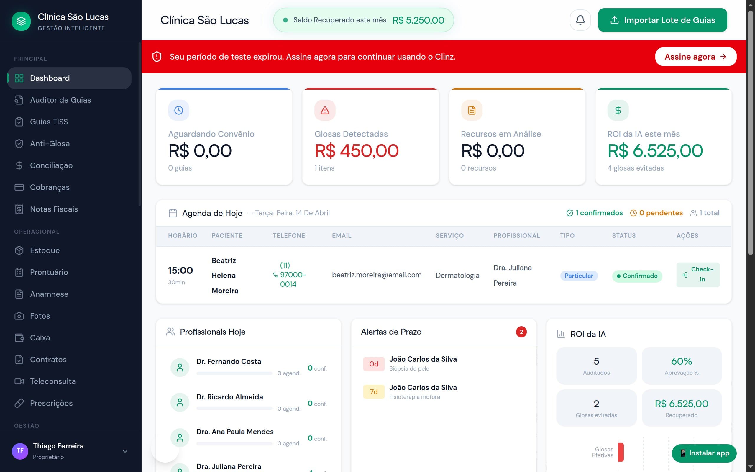 Dashboard Sem Glosa